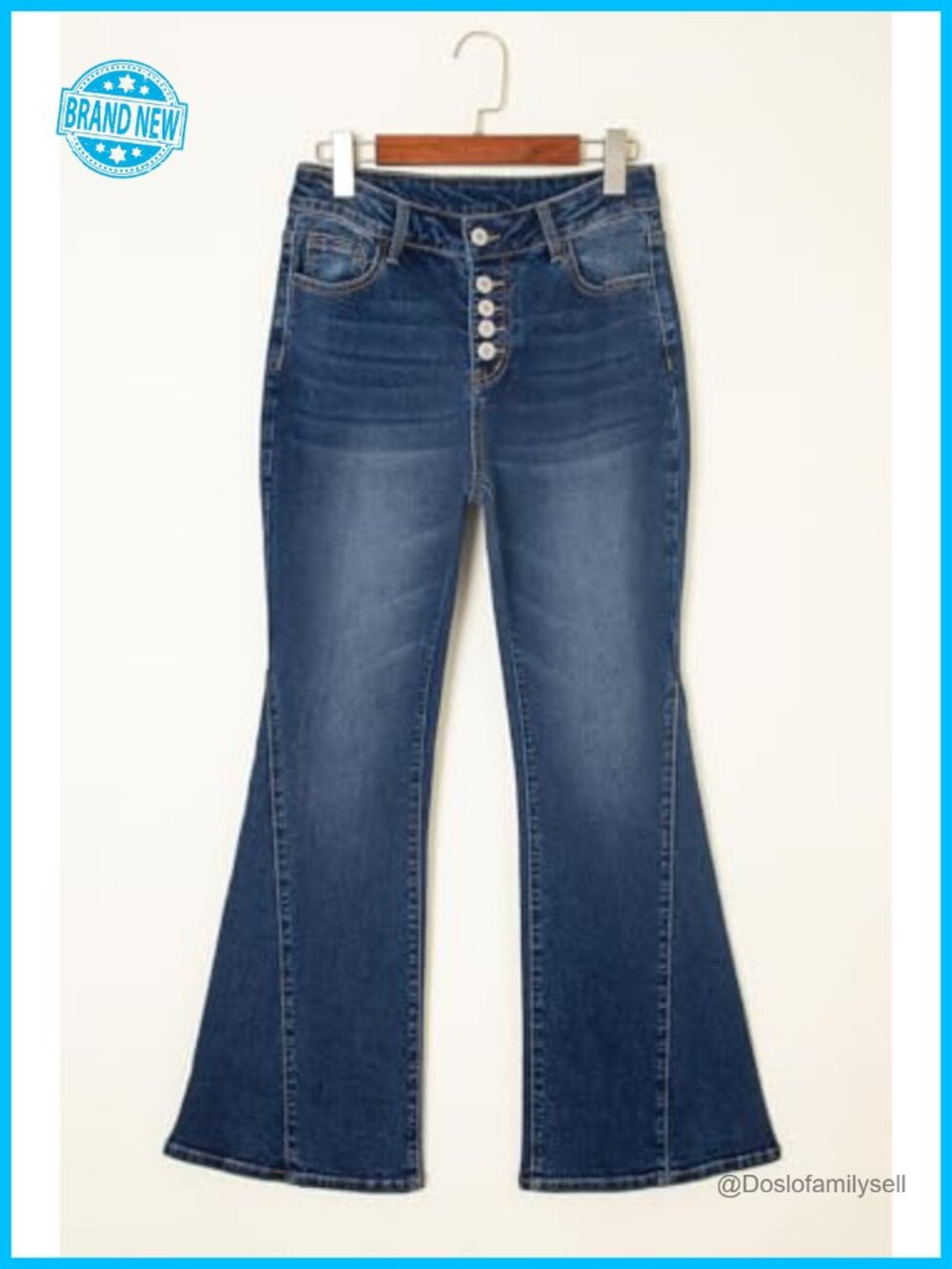 High Waisted Flare Jeans Stretchy Bell Bottom Wide Leg Denim Pants - Picture 3 of 6